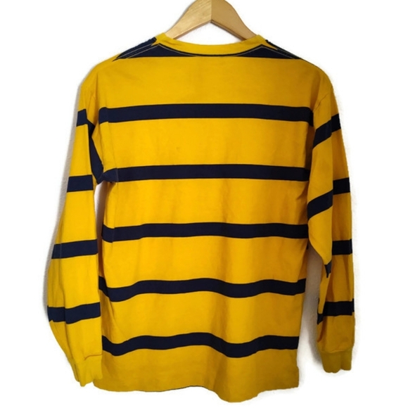 Victoria's Secret Pink Stripe Long Sleeve Shirt Yellow And Navy Medium - Picture 2 of 2